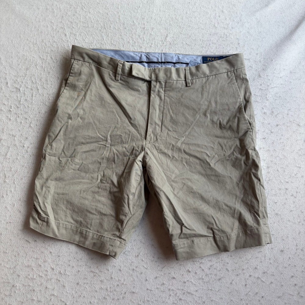 Polo Ralph Lauren Shorts Men 34 Tan Stretch Slim Fit Chino